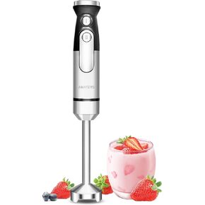 Amateys Handheld Immersion Blender,700W Infinitely Variable Speeds Kitchen Hand Mixer,Multi-function Stainless Steel Stick Electric Smoothie Blender with Detachable Whisk, Milk Frother,for Soup Puree