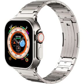Titanium Band Compatible with Apple Watch Ultra/Ultra 2 49mm 46mm 45mm 44mm 42mm, Lightweight Metal Watch Band for iWatch SE Series 10 9 8 7 6 5 4 3 2 1 Replacement Wristbband for Men