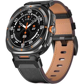 Bands Compatible with Samsung Galaxy Watch Ultra Band 47mm, Genuine Leather Watch Strap for Samsung Watch Ultra Band Men Women