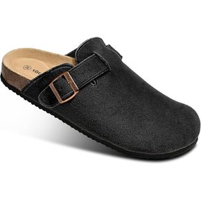BULLIANT Men Clogs Women, Comfortable Clogs Slip on Sandals Unisex Adjustable Fit,Cushioned Solde&Faux Suede Upper