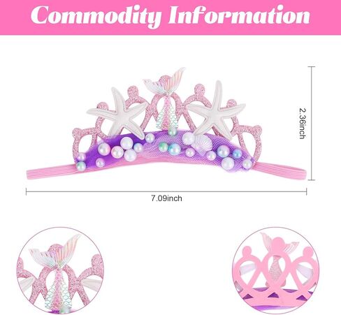 Blue Baby Elastic Headband with Pearl Seashell Starfish Headbands with Veil Fishtails Soft Headwrap Newborn Hair Band Children Hair Accessories in Kuwait