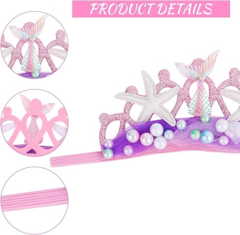 Blue Baby Elastic Headband with Pearl Seashell Starfish Headbands with Veil Fishtails Soft Headwrap Newborn Hair Band Children Hair Accessories in Kuwait