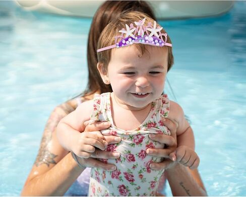 Blue Baby Elastic Headband with Pearl Seashell Starfish Headbands with Veil Fishtails Soft Headwrap Newborn Hair Band Children Hair Accessories in Kuwait