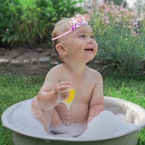 Blue Baby Elastic Headband with Pearl Seashell Starfish Headbands with Veil Fishtails Soft Headwrap Newborn Hair Band Children Hair Accessories in Kuwait