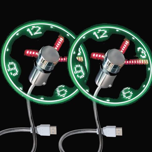 USB Clock Fan with Real Time Display, Mini Portable Flexible Cooling Fans with Led Light for Home Office (1) in Kuwait
