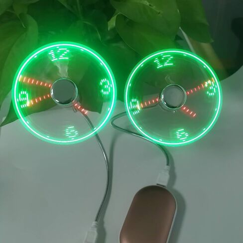 USB Clock Fan with Real Time Display, Mini Portable Flexible Cooling Fans with Led Light for Home Office (1) in Kuwait