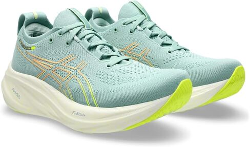 حذاء الجري Gel-Nimbus 26 للسيدات من ASICS، مقاس 10، سيلادون فاتح/أصفر آمن in Saudi Arabia