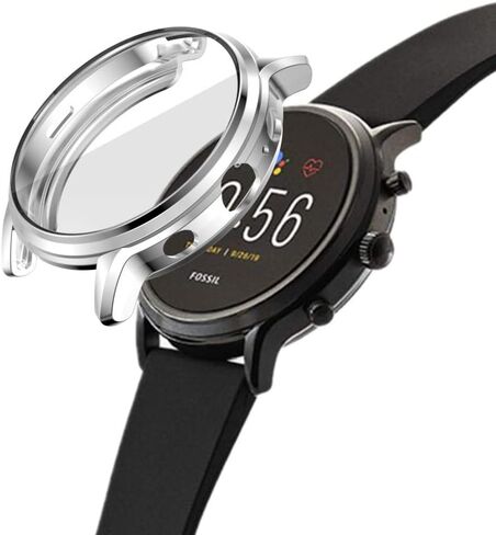 حافظة متوافقة مع ساعة Fossil Gen 5 Carlyle/Carlyle HR، حافظة ناعمة مطلية بمادة TPU، غطاء مقاوم للصدمات، غطاء ممتص للصدمات من جميع النواحي لساعة Gen 5 Carlyle (أسود) in Kuwait