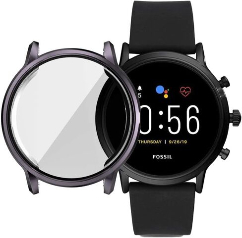 حافظة متوافقة مع ساعة Fossil Gen 5 Carlyle/Carlyle HR، حافظة ناعمة مطلية بمادة TPU، غطاء مقاوم للصدمات، غطاء ممتص للصدمات من جميع النواحي لساعة Gen 5 Carlyle (أسود) in Kuwait