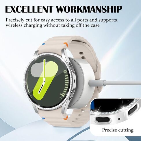 حافظة متوافقة مع واقي شاشة Samsung Galaxy Watch 7 مقاس 44 مم، حافظة صلبة من البولي كربونات مع طبقة رقيقة حساسة عالية الدقة للرجال والنساء Galaxy Watch 7 مقاس 44 مم - ذهبي وردي in Kuwait
