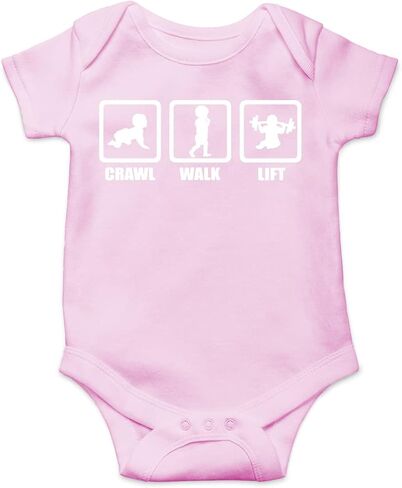 AW Fashions Crawl, Walk, Lift Baby Bodysuit Funny Cute Infant Newborn Announcement Outfit Unisex Girls Boy in Saudi Arabia