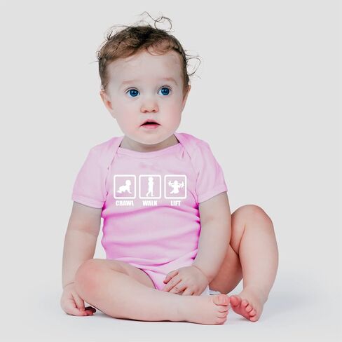AW Fashions Crawl, Walk, Lift Baby Bodysuit Funny Cute Infant Newborn Announcement Outfit Unisex Girls Boy in Saudi Arabia