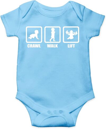 AW Fashions Crawl, Walk, Lift Baby Bodysuit Funny Cute Infant Newborn Announcement Outfit Unisex Girls Boy in Saudi Arabia
