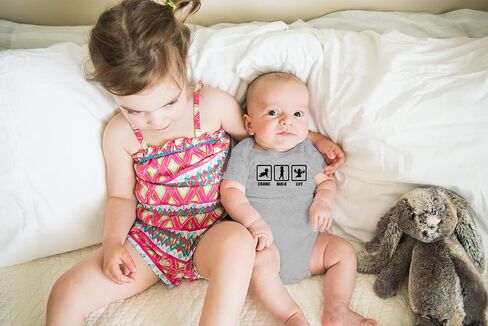AW Fashions Crawl, Walk, Lift Baby Bodysuit Funny Cute Infant Newborn Announcement Outfit Unisex Girls Boy in Saudi Arabia