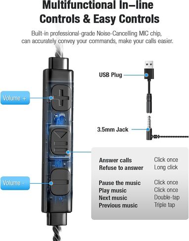 سماعات أذن مفتوحة سماعات رأس سلكية مع ميكروفون أو USB أو 3.5 ملم توصيل هوائي سماعة رأس سلكية مع صوت ممتاز 0.88 أونصة سماعة USB خفيفة للغاية لتقليل الضوضاء مثالية للكمبيوتر المحمول - أسود in Kuwait