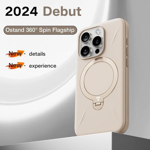TORRAS 360° Spin Mag Stand for iPhone 16 Pro Max Case, Fit for Magsafe, Mil-STD Protective Hard PC Scratch-Resistant Ostand Case for iPhone 16 Pro Max Phone Case Desert Titanium, Dune Beige, 6.9 inch in Saudi Arabia