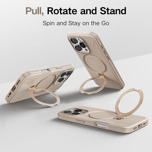 TORRAS 360° Spin Mag Stand for iPhone 16 Pro Max Case, Fit for Magsafe, Mil-STD Protective Hard PC Scratch-Resistant Ostand Case for iPhone 16 Pro Max Phone Case Desert Titanium, Dune Beige, 6.9 inch in Saudi Arabia