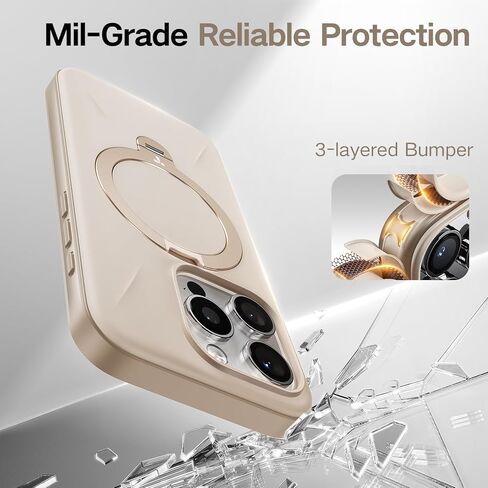 TORRAS 360° Spin Mag Stand for iPhone 16 Pro Max Case, Fit for Magsafe, Mil-STD Protective Hard PC Scratch-Resistant Ostand Case for iPhone 16 Pro Max Phone Case Desert Titanium, Dune Beige, 6.9 inch in Saudi Arabia