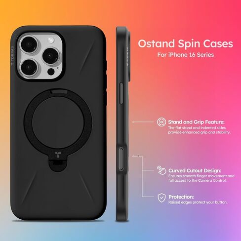 TORRAS 360° Spin Mag Stand for iPhone 16 Pro Max Case, Fit for Magsafe, Mil-STD Protective Hard PC Scratch-Resistant Ostand Case for iPhone 16 Pro Max Phone Case Desert Titanium, Dune Beige, 6.9 inch in Saudi Arabia