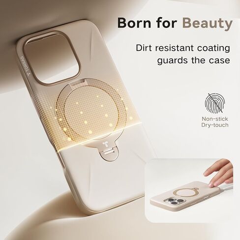 TORRAS 360° Spin Mag Stand for iPhone 16 Pro Max Case, Fit for Magsafe, Mil-STD Protective Hard PC Scratch-Resistant Ostand Case for iPhone 16 Pro Max Phone Case Desert Titanium, Dune Beige, 6.9 inch in Saudi Arabia