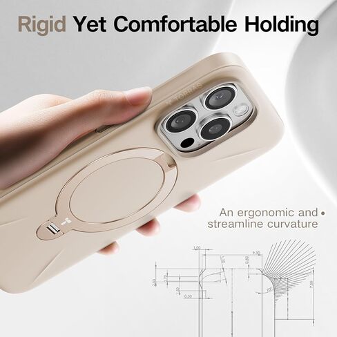 TORRAS 360° Spin Mag Stand for iPhone 16 Pro Max Case, Fit for Magsafe, Mil-STD Protective Hard PC Scratch-Resistant Ostand Case for iPhone 16 Pro Max Phone Case Desert Titanium, Dune Beige, 6.9 inch in Saudi Arabia