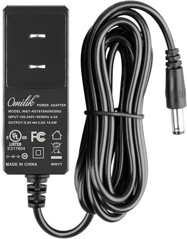 6FT 5V 3A Power Cord Adapter AC 100V-240V DC Power Supply Replacement Adapter 5.5mm X 2.5mm Power Supply for TV Box, Tablet, Camera, BT Speaker, GPS, Webcam, Router, and More 5V Electronics in Saudi Arabia