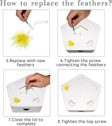 LALAAI Indoor Interactive Cat Toy, Intelligent Sensing Trigger, Feather Toy That Cannot Be Caught, Suitable for Cats to Exercise and Relieve Boredom, Six Feather Replacement, Rechargeable in Saudi Arabia