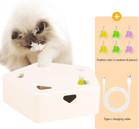 LALAAI Indoor Interactive Cat Toy, Intelligent Sensing Trigger, Feather Toy That Cannot Be Caught, Suitable for Cats to Exercise and Relieve Boredom, Six Feather Replacement, Rechargeable in Saudi Arabia