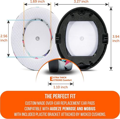 WC Freeze Penrose - وسائد أذن بديلة من جل التبريد من القماش الهجين لـ Audeze Penrose وMobius، مصنوعة بواسطة Wicked Cushions، وتحسين المتانة والسمك وعزل الصوت | أسود in Saudi Arabia