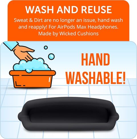 WC BandZ Max - غطاء عصابة رأس من السيليكون لسماعات Airpods Max، مصنوع بواسطة Wicked Cushions | راحة وحماية معززة | متوفر بتصميمات شريرة | أسود in Saudi Arabia