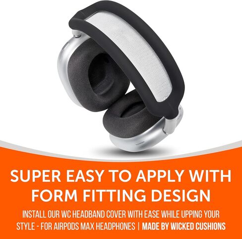 WC BandZ Max - غطاء عصابة رأس من السيليكون لسماعات Airpods Max، مصنوع بواسطة Wicked Cushions | راحة وحماية معززة | متوفر بتصميمات شريرة | أسود in Saudi Arabia