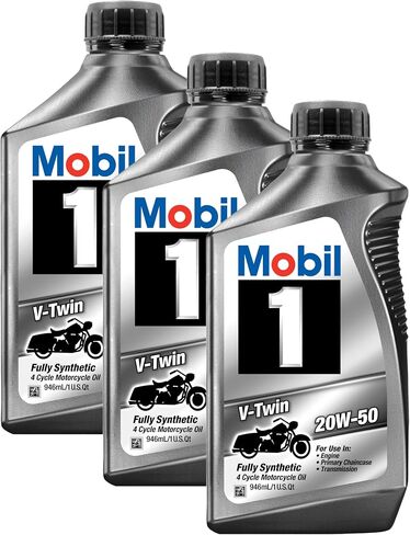 Mobil 1 96936 20W-50 V-Twin Synthetic Motocycle Motor Oil - 1 Quart (Pack of 6) in Saudi Arabia