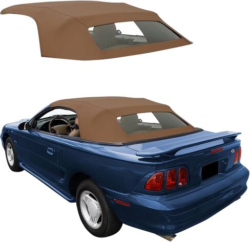 Sierra Auto Tops استبدال الجزء العلوي الناعم القابل للتحويل مع نافذة زجاجية ساخنة، يناسب موديلات Ford Mustang 1994-2004، فينيل قماش شراعي عالي الجودة، أسود in Kuwait