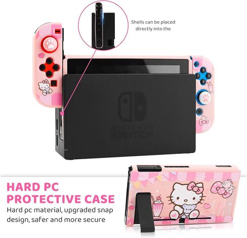 حقيبة حمل وردية اللون من GOODVANCE لجهاز Nintendo Switch، حزمة ملحقات تخزين حقيبة التبديل Kawaii اللطيفة، حقيبة حمل محمولة للسفر للفتيات مع حقيبة واقية للكمبيوتر الشخصي، واقي الشاشة وأغطية قبضة الإبهام in Kuwait