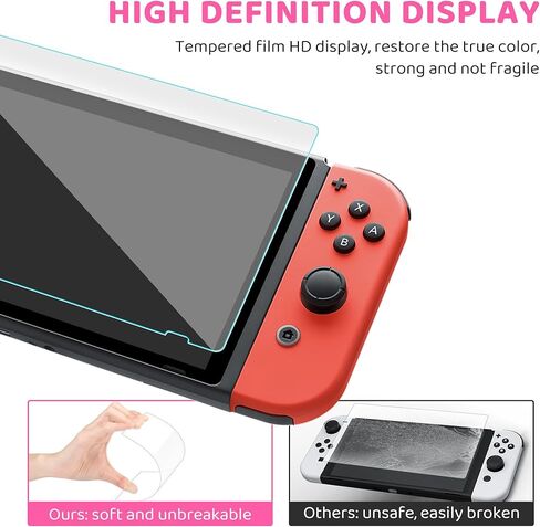 حقيبة حمل وردية اللون من GOODVANCE لجهاز Nintendo Switch، حزمة ملحقات تخزين حقيبة التبديل Kawaii اللطيفة، حقيبة حمل محمولة للسفر للفتيات مع حقيبة واقية للكمبيوتر الشخصي، واقي الشاشة وأغطية قبضة الإبهام in Kuwait
