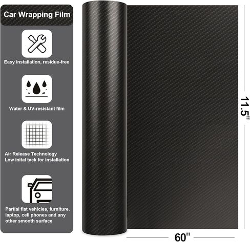 TECKWRAP 11.5"x60" Matte Dark Forged Carbon Vinyl Wrap Film, Easy Installation with Air Release Technology, Adding Style and Protection to Your Vehicle in Saudi Arabia