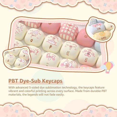 مجموعة Akko PBT Keycap، Piggy Party Keycaps MOG Profile 139-Key Keycaps للوحات المفاتيح الميكانيكية in Saudi Arabia