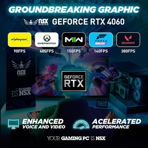 Inferno 4060 Series Gaming Desktop PC – AMD Ryzen 5 5600X 3.7 GHz, Geforce RTX 4060, 1TB NVME SSD, 16GB DDR4 RAM 3600 RGB, Wi-Fi, Bluetooth, Windows 11 Home in Saudi Arabia