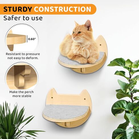 BUOGA - Large Cat Wall Shelves + 3 Cat Wall Steps, Cat Tree, Cat Corner Shelf, Cat Shelf, Cat Bed, Cat Scratcher, Cat Wall Furniture, Cat Wall Shelf, Cat Window Perch, Cat Hammock, Cat Scratching Post in Saudi Arabia