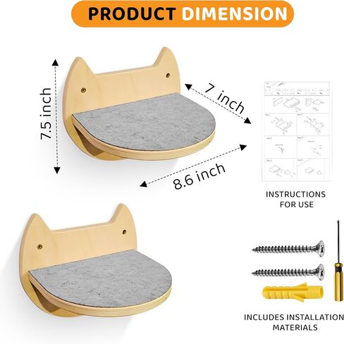 BUOGA - Large Cat Wall Shelves + 3 Cat Wall Steps, Cat Tree, Cat Corner Shelf, Cat Shelf, Cat Bed, Cat Scratcher, Cat Wall Furniture, Cat Wall Shelf, Cat Window Perch, Cat Hammock, Cat Scratching Post in Saudi Arabia