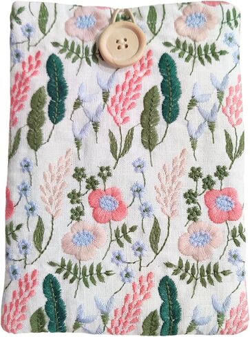 Embroidered Floral Kindle Sleeve - Compatible with Paperwhite/Basic (6''), Paperwhite (6.8''), Signature (6.8'') - Linen and Cotton Padded E-Reader Cover (Pastel Garden) in Saudi Arabia
