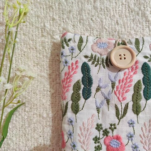 Embroidered Floral Kindle Sleeve - Compatible with Paperwhite/Basic (6''), Paperwhite (6.8''), Signature (6.8'') - Linen and Cotton Padded E-Reader Cover (Pastel Garden) in Saudi Arabia