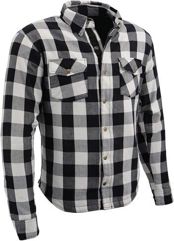 Milwaukee Leather Men's Plaid Flannel Biker Shirt with CE Approved Armor - Reinforced w/Aramid Fibers | MPM - Small in Saudi Arabia
