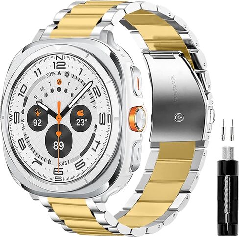 GOLDTOLUCK Compatible with Samsung Galaxy Watch 6 5 4 Band Pro Classic 20mm 43mm 47mm 45mm 40mm 44mm 42mm 46mm, Men Metal Business Band Solid Stainless Steel in Kuwait