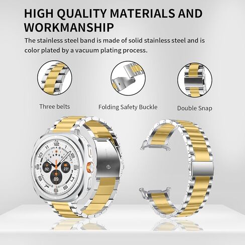 GOLDTOLUCK Compatible with Samsung Galaxy Watch 6 5 4 Band Pro Classic 20mm 43mm 47mm 45mm 40mm 44mm 42mm 46mm, Men Metal Business Band Solid Stainless Steel in Kuwait