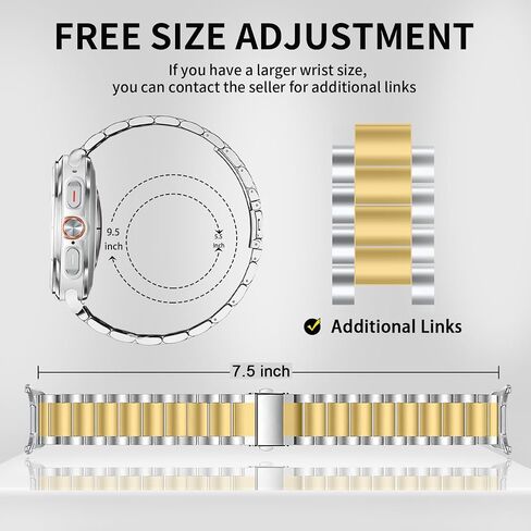 GOLDTOLUCK Compatible with Samsung Galaxy Watch 6 5 4 Band Pro Classic 20mm 43mm 47mm 45mm 40mm 44mm 42mm 46mm, Men Metal Business Band Solid Stainless Steel in Kuwait