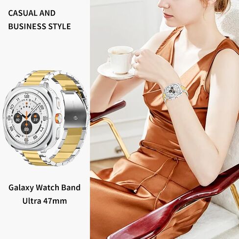 GOLDTOLUCK Compatible with Samsung Galaxy Watch 6 5 4 Band Pro Classic 20mm 43mm 47mm 45mm 40mm 44mm 42mm 46mm, Men Metal Business Band Solid Stainless Steel in Kuwait