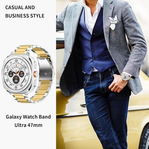GOLDTOLUCK Compatible with Samsung Galaxy Watch 6 5 4 Band Pro Classic 20mm 43mm 47mm 45mm 40mm 44mm 42mm 46mm, Men Metal Business Band Solid Stainless Steel in Kuwait