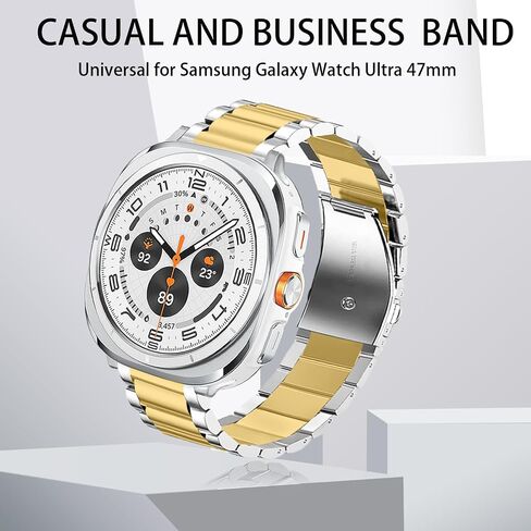 GOLDTOLUCK Compatible with Samsung Galaxy Watch 6 5 4 Band Pro Classic 20mm 43mm 47mm 45mm 40mm 44mm 42mm 46mm, Men Metal Business Band Solid Stainless Steel in Kuwait
