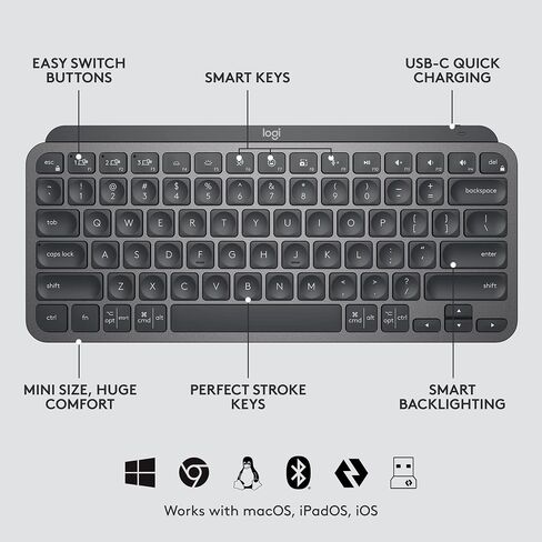 لوجيتك MX Keys Mini Combo للأعمال، مدمج، لوحة مفاتيح وماوس لاسلكي، تقنية Logi Bolt، بلوتوث، Windows/Mac/Chrome/Linux المعتمد - جرافيت (متجدد) in Saudi Arabia